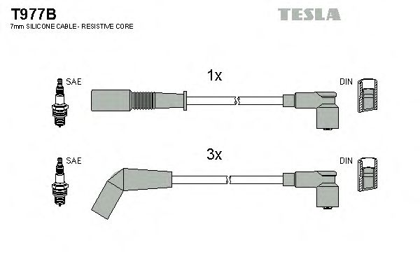 Комплект высоковольтных проводов TESLA T977B