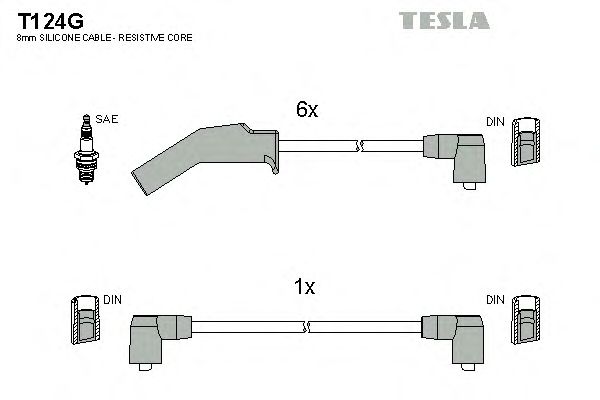 Комплект високовольтних проводів TESLA T124G