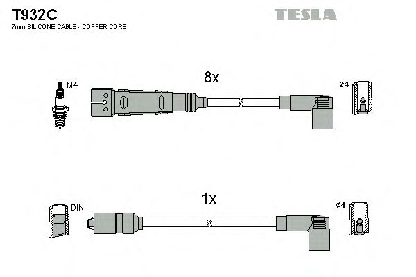 Комплект высоковольтных проводов TESLA T932C