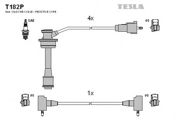Комплект высоковольтных проводов TESLA T182P