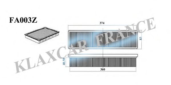 Воздушный фильтр KLAXCAR FRANCE FA003z