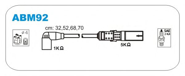 Комплект высоковольтных проводов JANMOR ABM92