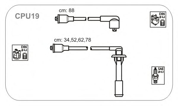 Комплект высоковольтных проводов JANMOR CPU19