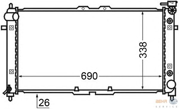 Радиатор, охлаждение двигателя HELLA 8MK 376 727-691