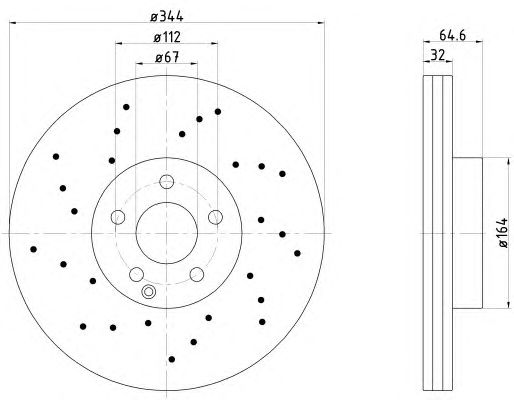 Тормозной диск HELLA 8DD 355 116-951 PRO