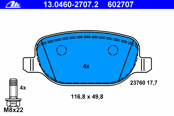 Тормозные колодки ATE 13.0460-2707.2