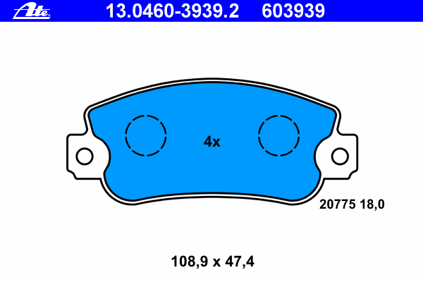 Тормозные колодки ATE 13.0460-3939.2