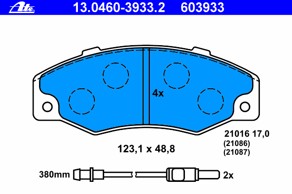 Тормозные колодки ATE 13.0460-3933.2