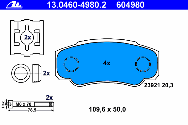 Тормозные колодки ATE 13.0460-4980.2