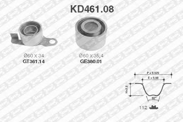 Комплект ремня ГРМ SNR KD461.08