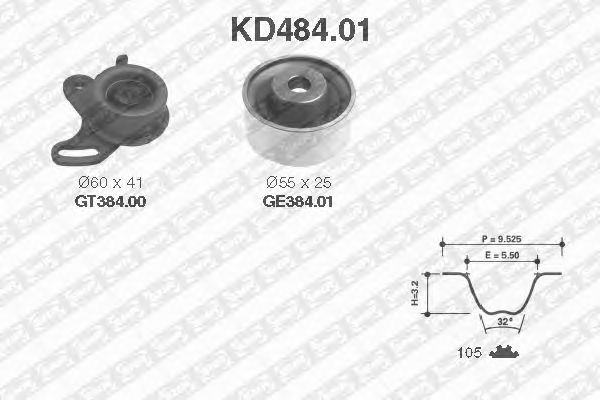 Комплект ремня ГРМ SNR KD484.01