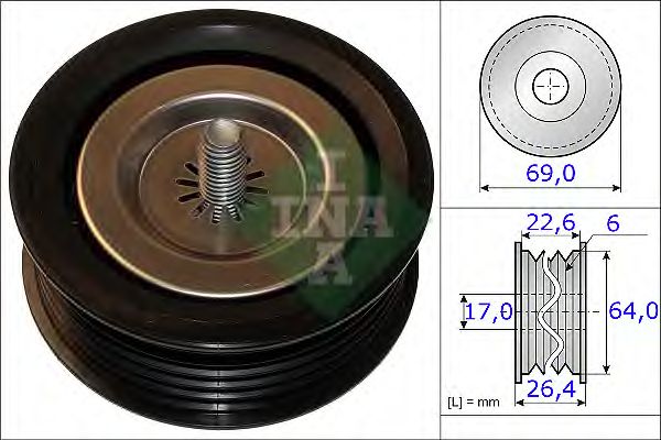 Направляющий / паразитный ролик поликлинового ремня INA 532 0671 10