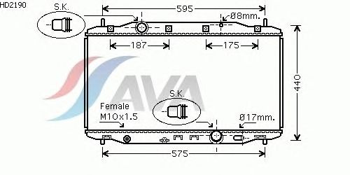 Радіатор, охолодження двигуна AVA QUALITY COOLING HD2190