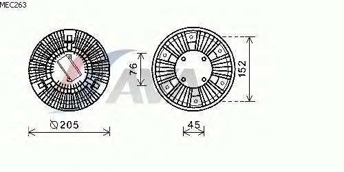 Вязкостная муфта вентилятора охлаждения AVA QUALITY COOLING MEC263