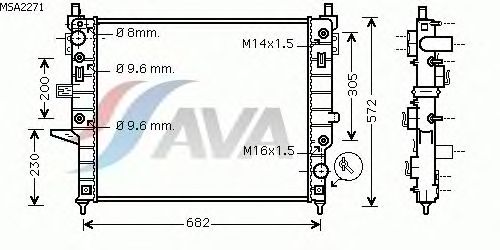 Радіатор, охолодження двигуна AVA QUALITY COOLING MSA2271