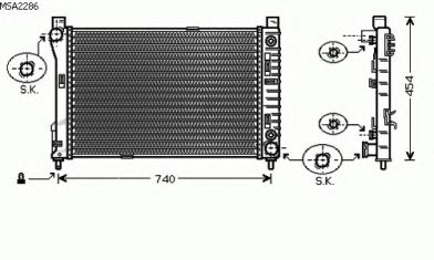 Радиатор, охлаждение двигателя AVA QUALITY COOLING MSA2286