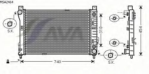 Радиатор, охлаждение двигателя AVA QUALITY COOLING MSA2464