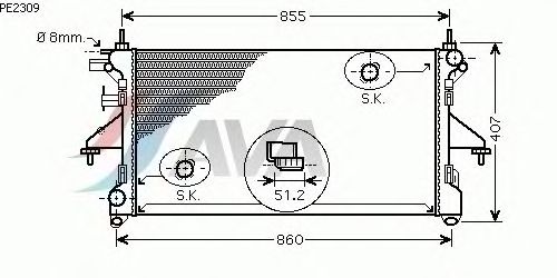 Радиатор, охлаждение двигателя AVA QUALITY COOLING PE2309