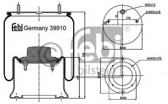 Пневмоподушка підвіски FEBI BILSTEIN 39910