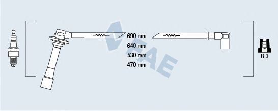 Комплект высоковольтных проводов FAE 83641