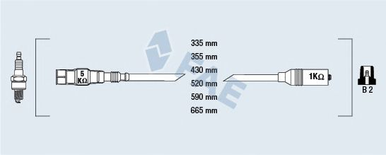 Комплект высоковольтных проводов FAE 85878