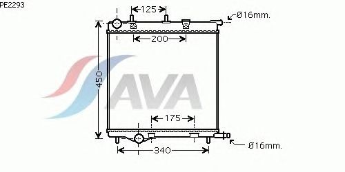 Радіатор, охолодження двигуна AVA QUALITY COOLING PE2293