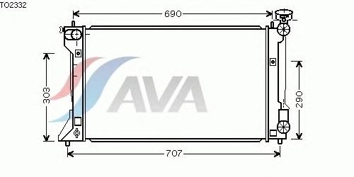 Радіатор, охолодження двигуна AVA QUALITY COOLING TO2332