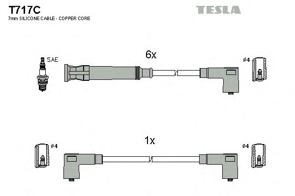 Комплект високовольтних проводів TESLA T717C