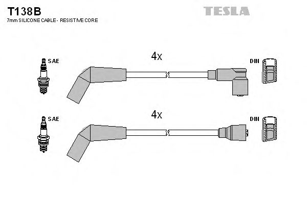 Комплект высоковольтных проводов TESLA T138B