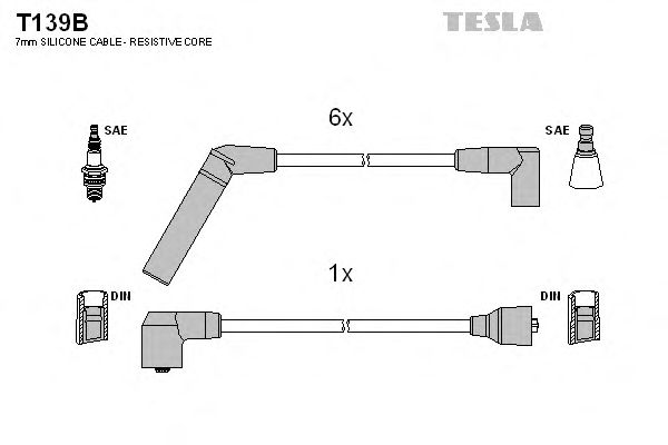 Комплект высоковольтных проводов TESLA T139B