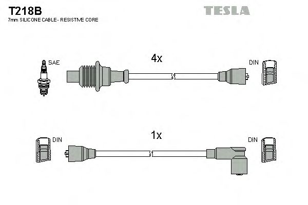 Комплект високовольтних проводів TESLA T218B