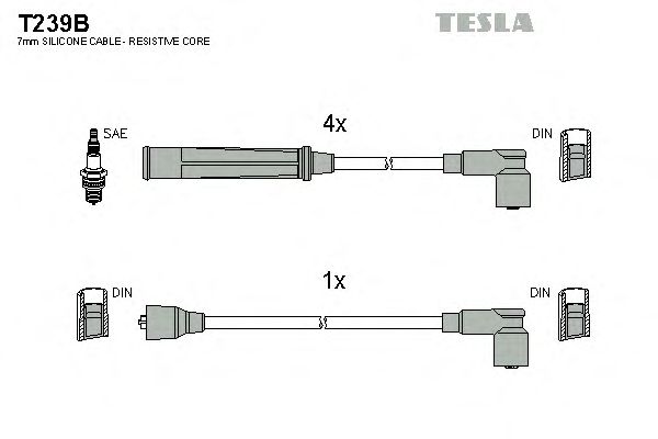 Комплект высоковольтных проводов TESLA T239B