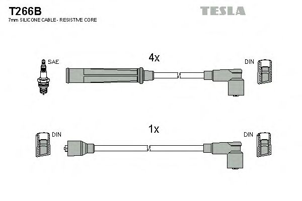 Комплект високовольтних проводів TESLA T266B