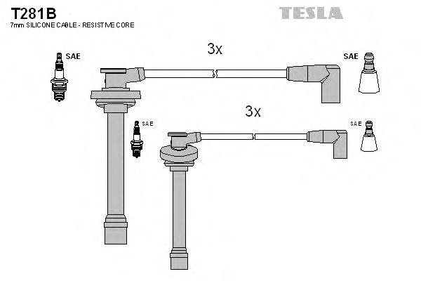 Комплект високовольтних проводів TESLA T281B