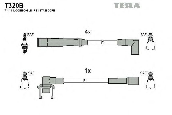 Комплект высоковольтных проводов TESLA T320B