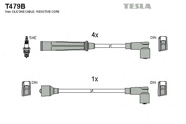 Комплект высоковольтных проводов TESLA T479B