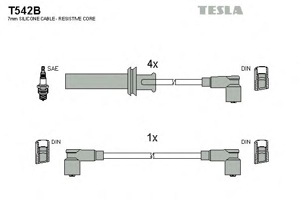 Комплект високовольтних проводів TESLA T542B