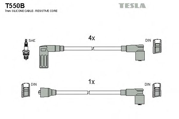Комплект високовольтних проводів TESLA T550B