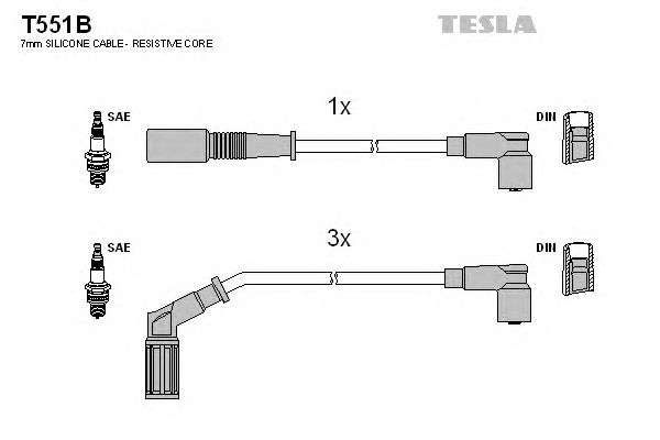 Комплект високовольтних проводів TESLA T551B