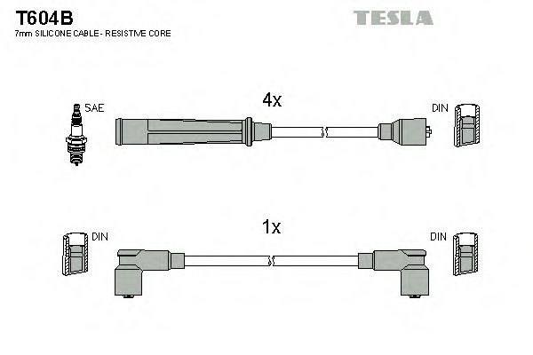 Комплект высоковольтных проводов TESLA T604B
