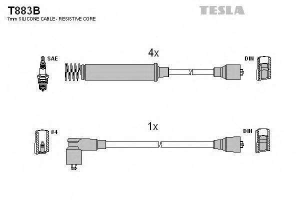 Комплект высоковольтных проводов TESLA T883B