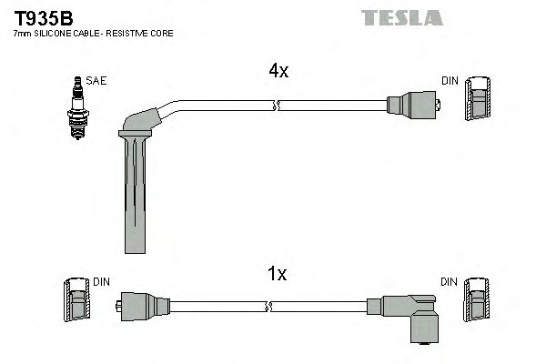 Комплект високовольтних проводів TESLA T935B