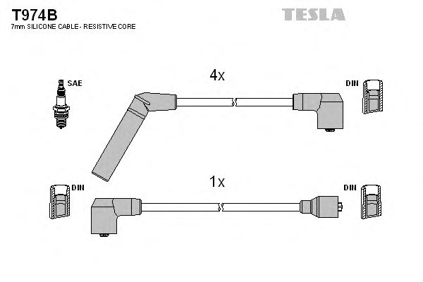 Комплект высоковольтных проводов TESLA T974B