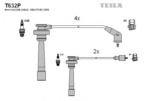 Комплект высоковольтных проводов TESLA T632P