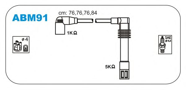 Комплект высоковольтных проводов JANMOR ABM91
