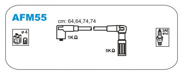 Комплект высоковольтных проводов JANMOR AFM55