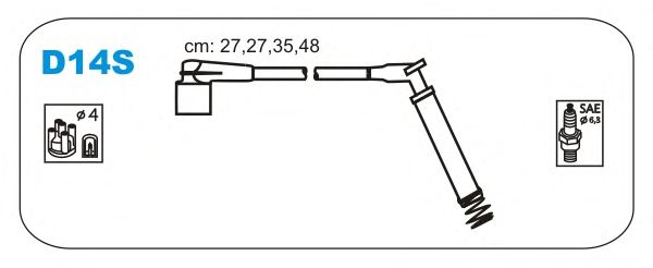Комплект высоковольтных проводов JANMOR D14S