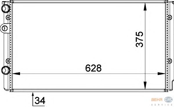 Радиатор, охлаждение двигателя HELLA 8MK 376 714-541