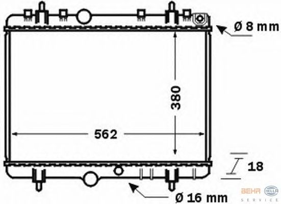 Радиатор, охлаждение двигателя HELLA 8MK 376 771-391