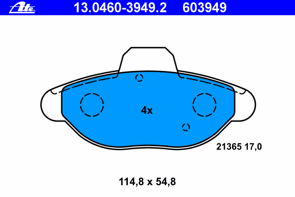 Тормозные колодки ATE 13.0460-3949.2